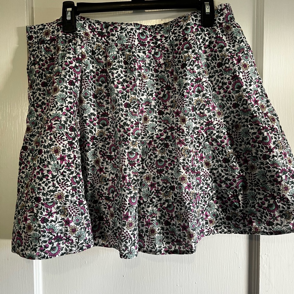 J. Crew Floral Skater Skirt in Black, White, and Pink